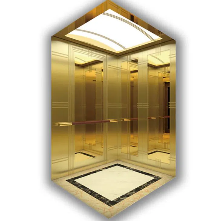 800kg Mirror Finish Passenger Elevator With Stainless Steel Door
